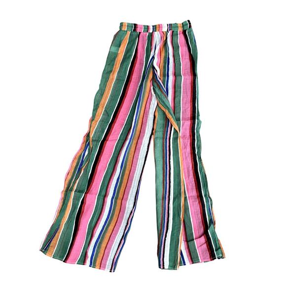 Multicolor Striped Rainbow Swim Cover-up Pants Women's Size Small - Picture 5 of 5